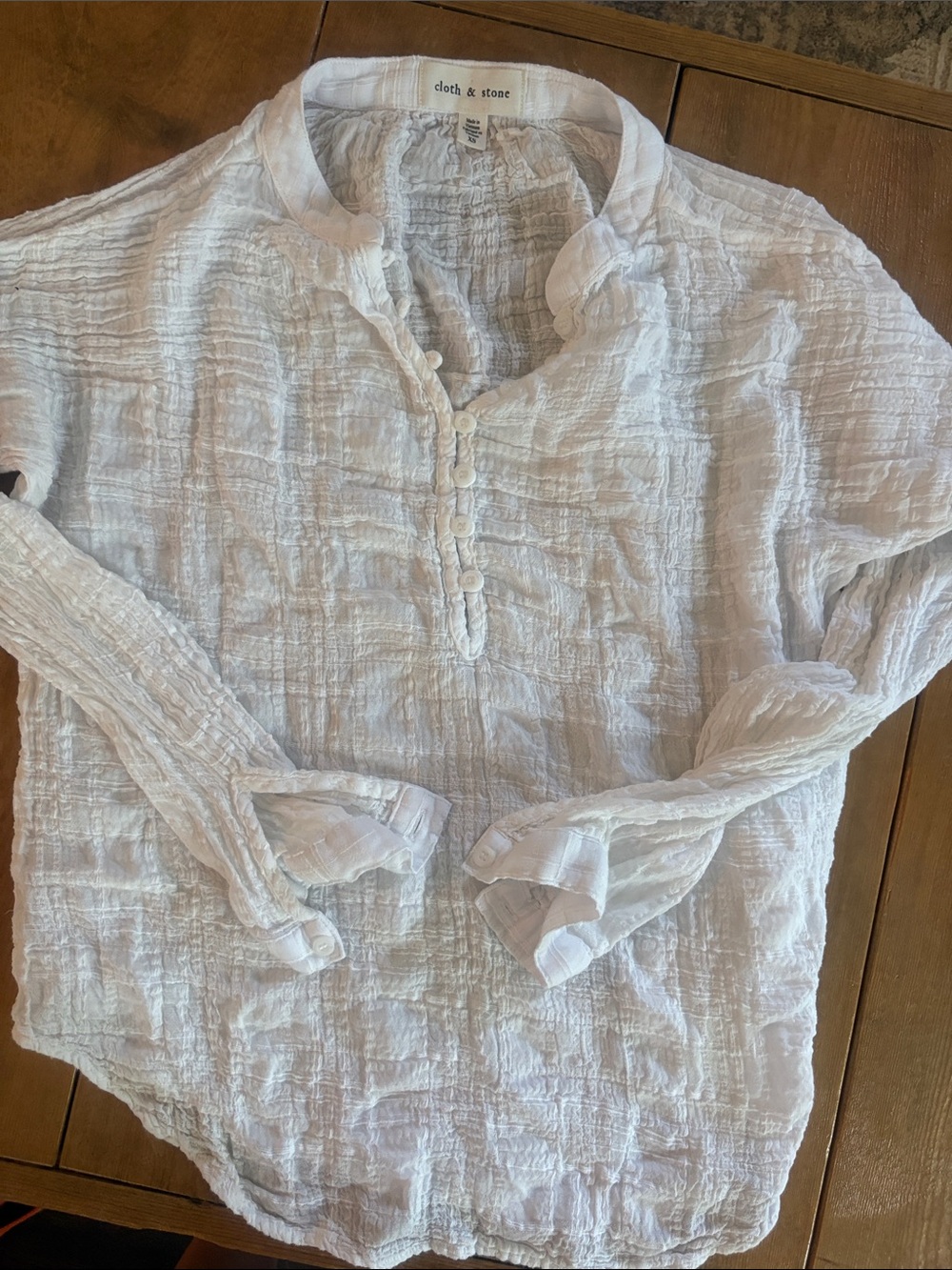 cloth & stone White Textured Button-Front Casual Shirt